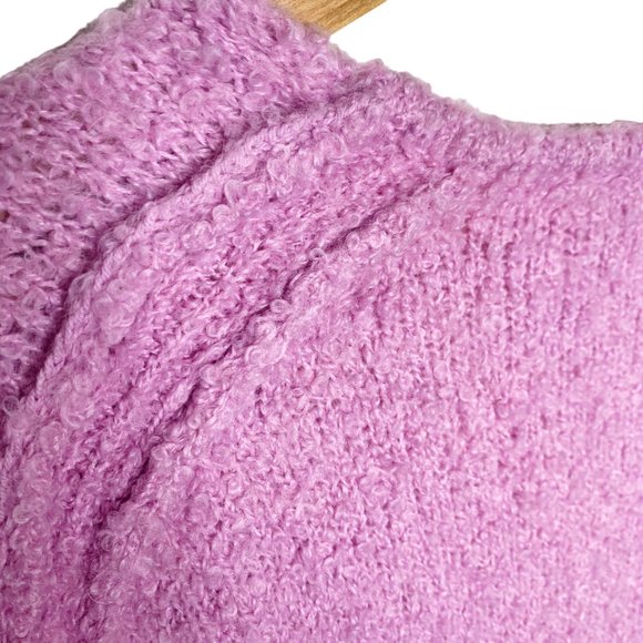 Free People Barbie Pink Alpaca Blend V-Neck Oversize Sweater Slouch XS Lagenlook - Picture 6 of 11